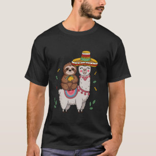 Funny Sloth Riding Llama Mexican Fiesta Cinco De M T-Shirt