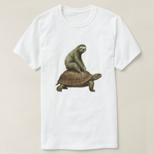 Funny Sloth Riding Tortoise - Slow Animal Lover T-Shirt
