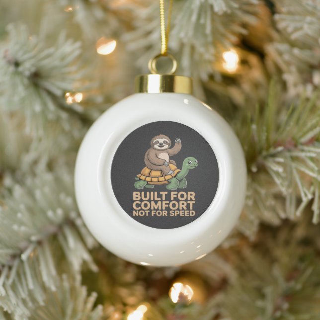 Funny Sloth Riding Turtle Ceramic Ball Christmas Ornament (Tree)