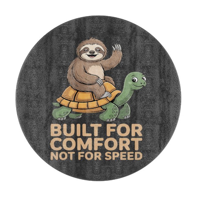 Funny Sloth Riding Turtle Cutting Board (Front)