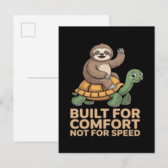 Funny Sloth Riding Turtle Invitation Postcard (Front/Back)