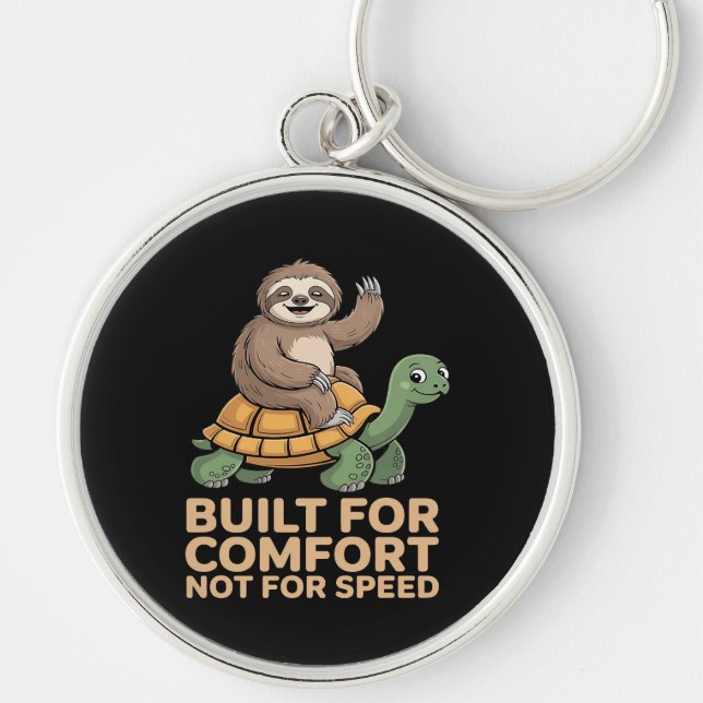 Funny Sloth Riding Turtle Key Ring (Front)