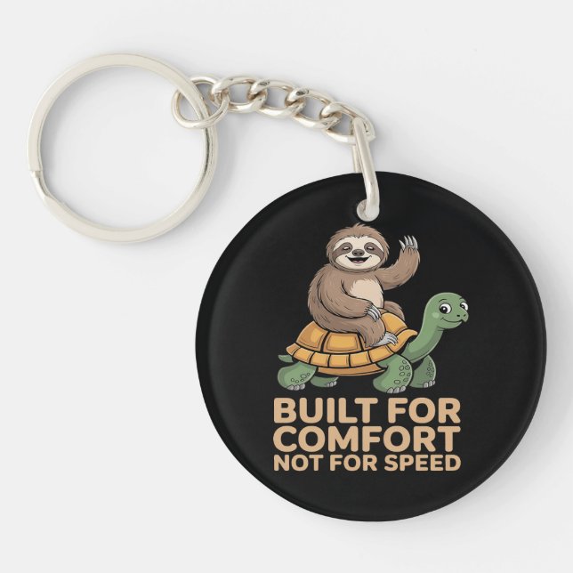 Funny Sloth Riding Turtle Key Ring (Front)