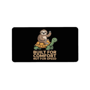Funny Sloth Riding Turtle Label