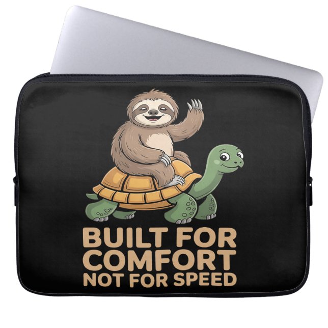 Funny Sloth Riding Turtle Laptop Sleeve (Front)