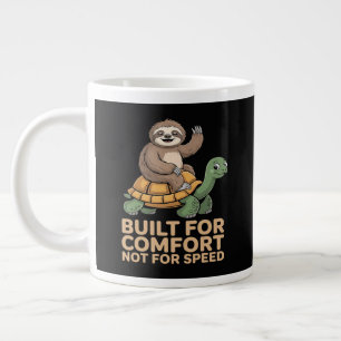 Funny Sloth Riding Turtle Large Coffee Mug