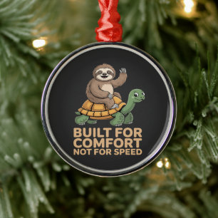 Funny Sloth Riding Turtle Metal Tree Decoration