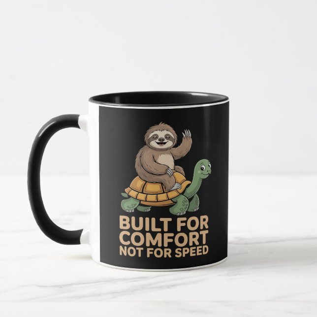 Funny Sloth Riding Turtle Mug (Left)