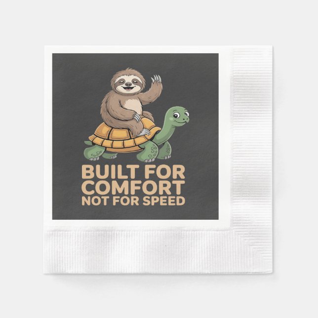 Funny Sloth Riding Turtle Napkin (Front)