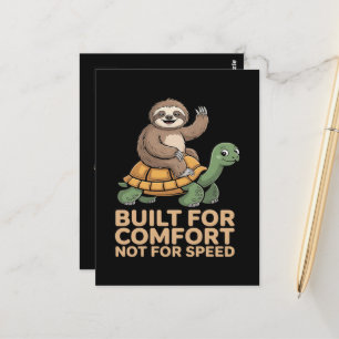 Funny Sloth Riding Turtle Postcard