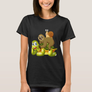 Funny Sloth Riding Turtle Snail Cute Slow Animals T-Shirt