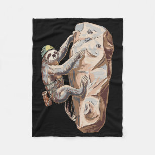 Funny Sloth Rock Climbing Cartoon Fleece Blanket