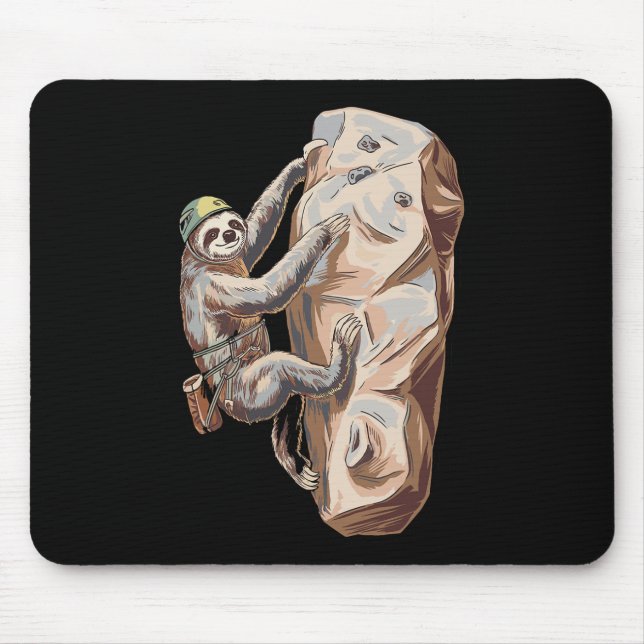 Funny Sloth Rock Climbing Cartoon  Mouse Mat (Front)