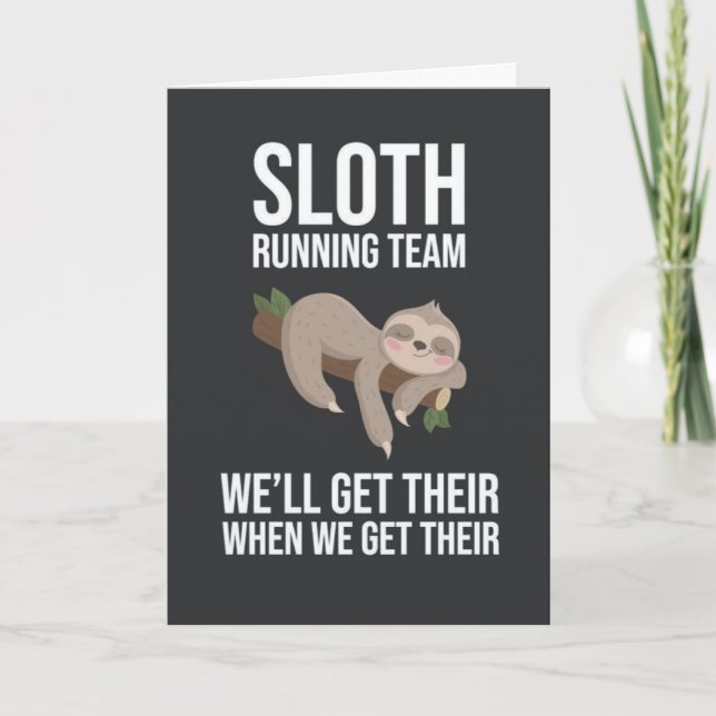 Funny Sloth Running Team Cards Humor Animals (Front)