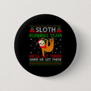 Funny Sloth Running Team Xmas Lights Ugly Sloth Ch 6 Cm Round Badge
