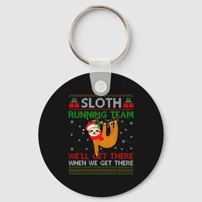 Funny Sloth Running Team Xmas Lights Ugly Sloth Ch Key Ring (Front)
