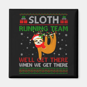 Funny Sloth Running Team Xmas Lights Ugly Sloth Ch Magnet