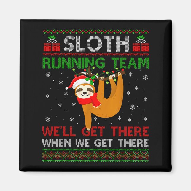Funny Sloth Running Team Xmas Lights Ugly Sloth Ch Magnet (Front)