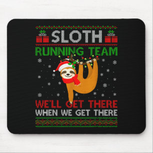 Funny Sloth Running Team Xmas Lights Ugly Sloth Ch Mouse Mat