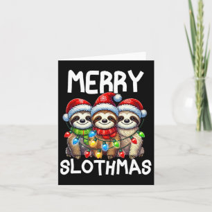 Funny Sloth Santa Hat Retro Matching Christmas Fam Card