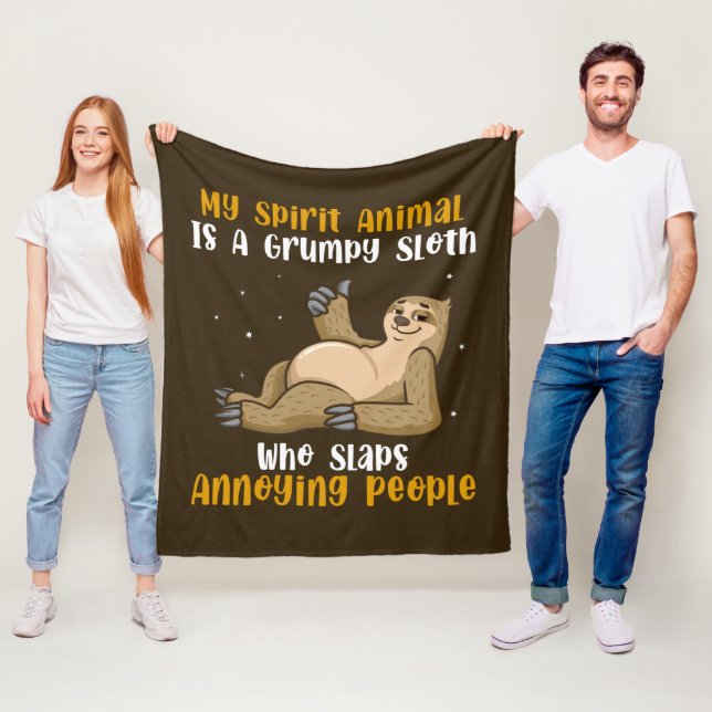 Funny sloth sarcasm word art  fleece blanket (In Situ)