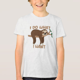 Funny Sloth Shirt, Animal Humour I Do What I Want Tri-Blend Shirt