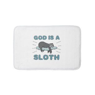 Funny Sloth Shirt God is a Sloth Bath Mat