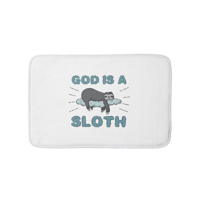 Funny Sloth Shirt God is a Sloth Bath Mat (Front)