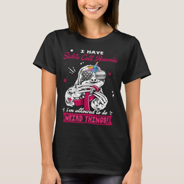 Funny Sloth Sickle Cell Anemia Warrior T-Shirt (Front)