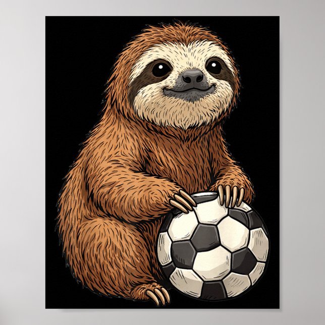 Funny Sloth Soccer  Poster (Front)