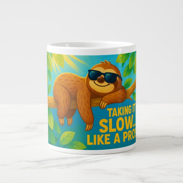 Funny Sloth Tote – "Taking It Slow... Like a Pro!" Large Coffee Mug (Front)