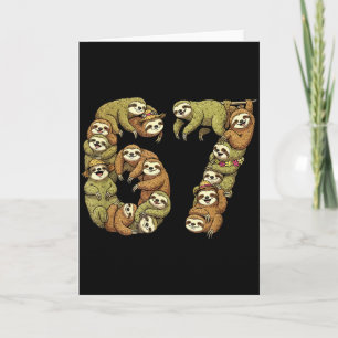 Funny Sloth Tribal 6 7 Meme Six Seven Love Card