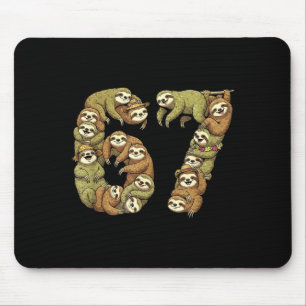 Funny Sloth Tribal 6 7 Meme Six Seven Love Mouse Mat