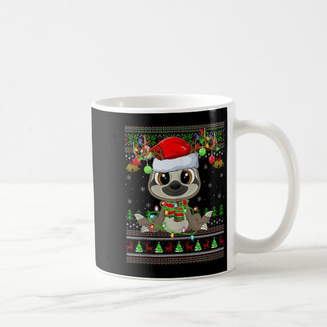 Funny Sloth Ugly Christmas Sweaters Holiday Santa  Coffee Mug (Right)