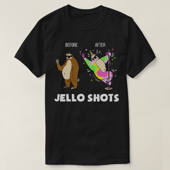 Funny Sloth Unicorn Before After Jello Shots  T-Shirt (Design Front)