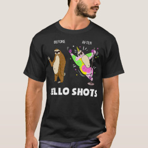 Funny Sloth Unicorn Before After Jello Shots  T-Shirt