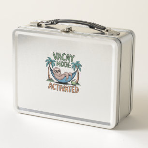 Funny sloth Vacay Mode Activated Chill Vacation vi Metal Lunch Box