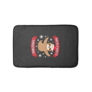 Funny Sloth wake me up when its Christmas Xmas Cut Bath Mat