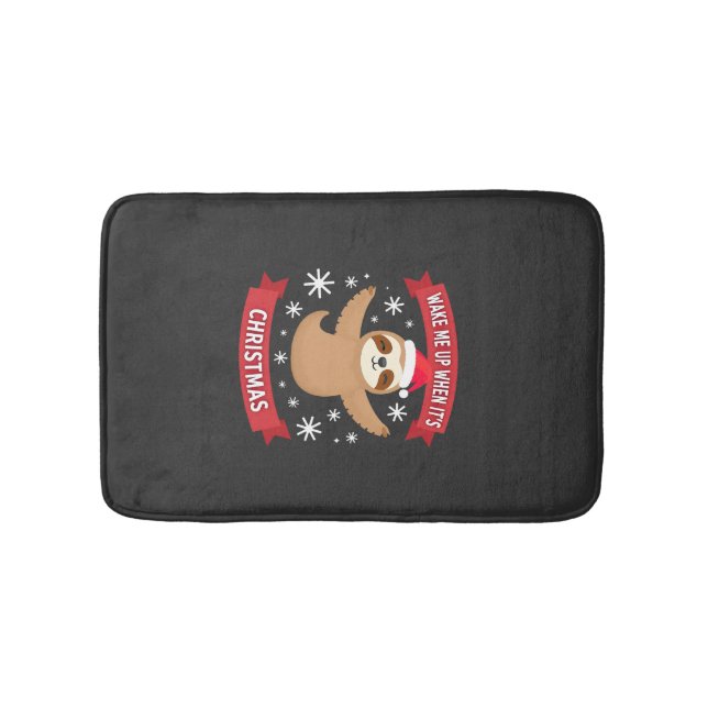 Funny Sloth wake me up when its Christmas Xmas Cut Bath Mat (Front)