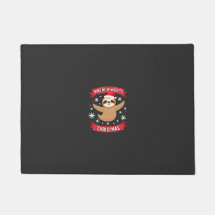 Funny Sloth wake me up when its Christmas Xmas Cut Doormat