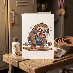 Funny Sloth Weightlifter Gym Sports Card