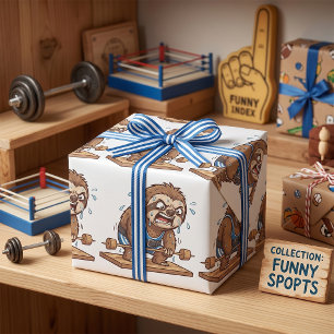 Funny Sloth Weightlifter Gym Sports Wrapping Paper