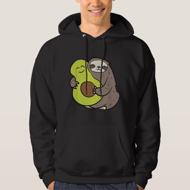 Funny Sloth With Avocado Vegan Cute Sloth Avocado  Hoodie (Front)