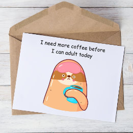 Funny Sloth with Coffee Mug Postcard