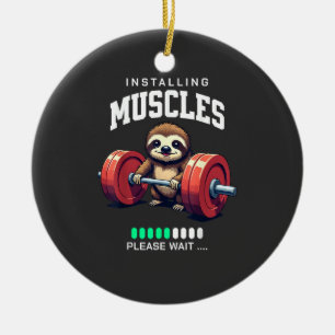 Funny Sloth Workout Gym Fitness Weightlifting T-Sh Ceramic Tree Decoration