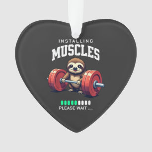 Funny Sloth Workout Gym Fitness Weightlifting T-Sh Ornament