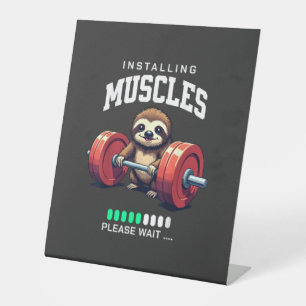 Funny Sloth Workout Gym Fitness Weightlifting T-Sh Pedestal Sign