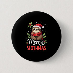 Funny Sloth Xmas Lights Merry Slothmas Sloth Chris 6 Cm Round Badge