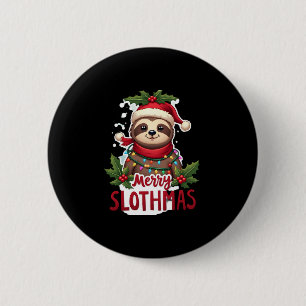 Funny Sloth Xmas Lights Merry Slothmas Sloth Chris 6 Cm Round Badge