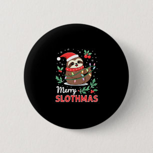 Funny Sloth Xmas Lights Merry Slothmas Sloth Chris 6 Cm Round Badge